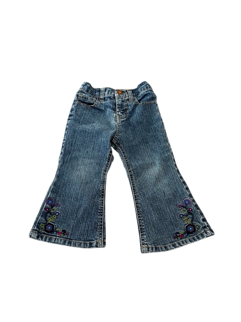 Vintage Y2K Girls Xhiliration Flare Jeans Embroidered Flowers Boho Size 12M